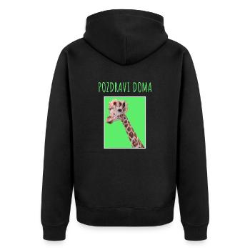 POZDRAVI DOMA MAJICA - Unisex Premium Bio Zip Hoodie - Schwarz - Hinten - Nico (187cm)