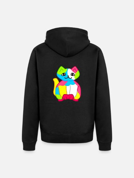 Kritzel Katze - Unisex Premium Bio Zip Hoodie - Schwarz