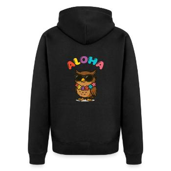 Owl Sunglasses Aloha - Unisex Premium Organic Zip Hoodie - black - Back - Nico (187cm)