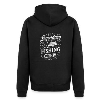 Fishing Crew Spruch - Unisex Premium Bio Zip Hoodie - Schwarz - Hinten - Nico (187cm)