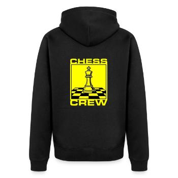 Schach Crew Verein - Unisex Premium Bio Zip Hoodie - Schwarz - Hinten - Nico (187cm)