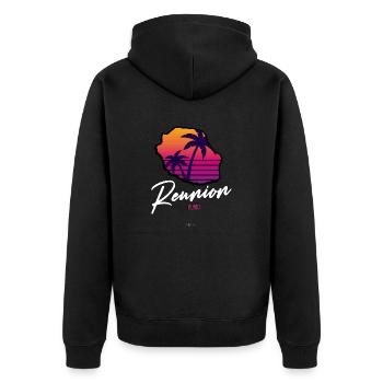 RUN Beach Rétro - Veste à capuche bio Premium Unisexe - noir - Dos - Nico (187cm)