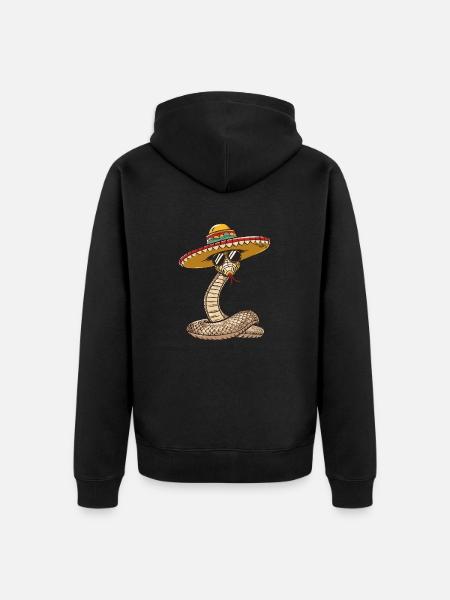 Schlange Kobra Comic Lustig Sombrero - Premium økologisk unisex-hættejakke - sort