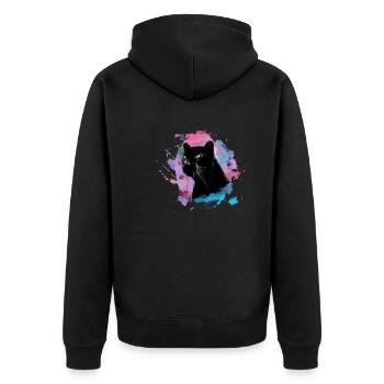 panther,gepard,leopard,schwarz,bunt,graffiti - Unisex Premium Bio Zip Hoodie - Schwarz - Hinten - Nico (187cm)