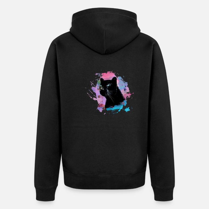 panther,gepard,leopard,schwarz,bunt,graffiti - Unisex Premium Bio Zip Hoodie - Schwarz