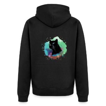 panther,gepard,leopard,schwarz,bunt,graffiti - Unisex Premium Bio Zip Hoodie - Schwarz - Hinten - Nico (187cm)