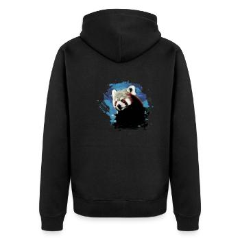 Panda roux, graffiti, peinture, ours panda, bleu, marron - Veste à capuche bio Premium Unisexe - noir - Dos - Nico (187cm)