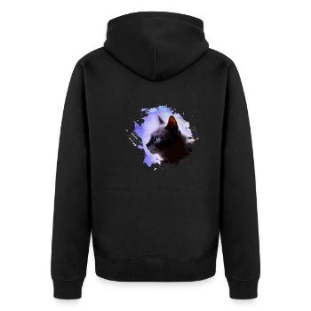 chat, coloré, aquarelle, art, peinture, graffiti, violet - Veste à capuche bio Premium Unisexe - noir - Dos - Nico (187cm)
