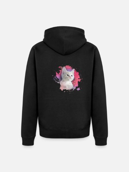 kitten,cat,kitten,graffiti,painting,pink - Unisex Premium Organic Zip Hoodie - black
