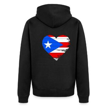 Puerto Rico - Unisex Premium Bio Zip Hoodie - Schwarz - Hinten - Nico (187cm)