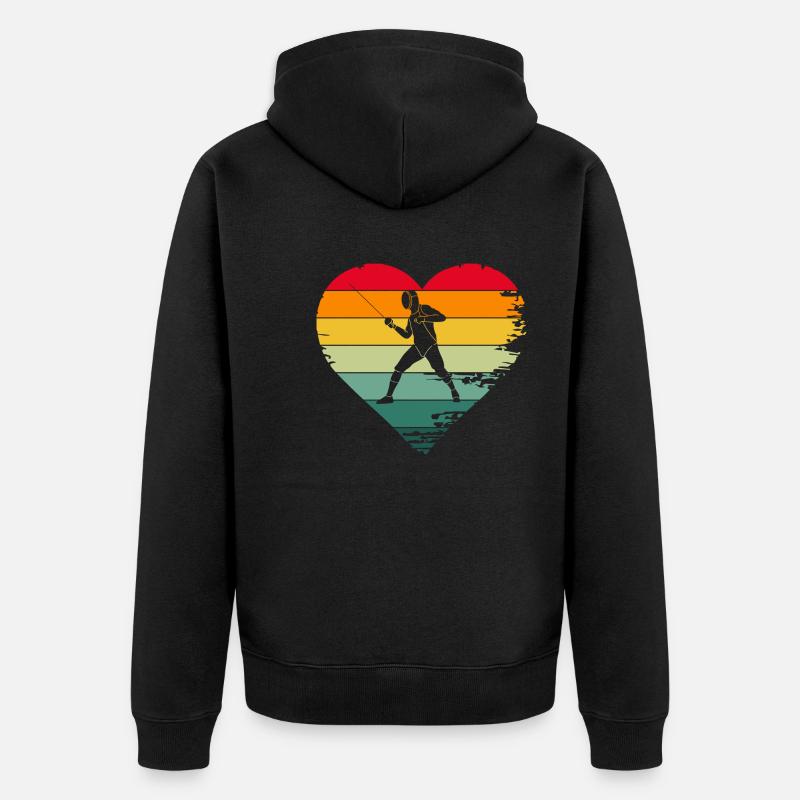 Fechten Retro - Unisex Premium Bio Zip Hoodie - Schwarz