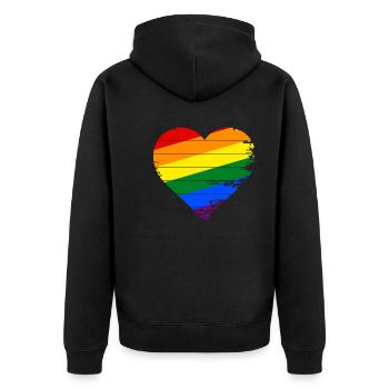 I Love LGBT - Unisex Premium Organic Zip Hoodie - black - Back - Nico (187cm)