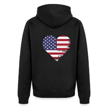 4. Juli USA - Unisex Premium Bio Zip Hoodie - Schwarz - Hinten - Nico (187cm)