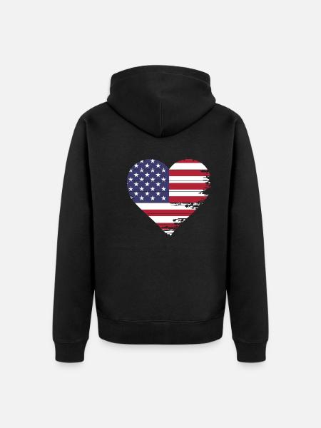 July 4 USA - Unisex Premium Organic Zip Hoodie - black
