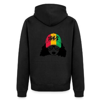 Juneteenth - Unisex Premium Organic Zip Hoodie - black - Back - Nico (187cm)