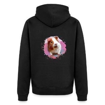 cochon d’Inde, graffiti, peinture, aquarelle, rose - Veste à capuche bio Premium Unisexe - noir - Dos - Nico (187cm)