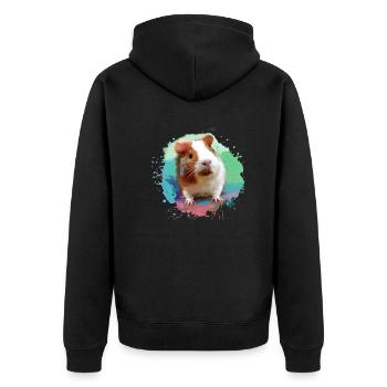 cochon d’Inde, graffiti, peinture, aquarelle, coloré, - Veste à capuche bio Premium Unisexe - noir - Dos - Nico (187cm)