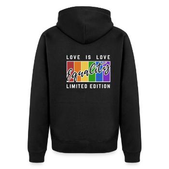 Equality Limited Edition LGBTQI Gay Pride - Unisex Premium Bio Zip Hoodie - Schwarz - Hinten - Nico (187cm)