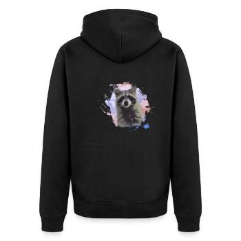 waschbär,bär,graffiti,malerei,bunt,aquarell - Unisex Premium Bio Zip Hoodie - Schwarz - Hinten - Nico (187cm)