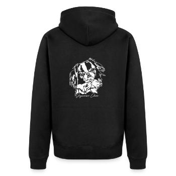 Japanese Chin Portrait Dogs Dog Wilsigns - Unisex Premium Organic Zip Hoodie - black - Back - Nico (187cm)