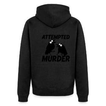 Attempted Murder Of Crows Funny Bird Lover - Unisex Premium Bio Zip Hoodie - Schwarz - Hinten - Nico (187cm)