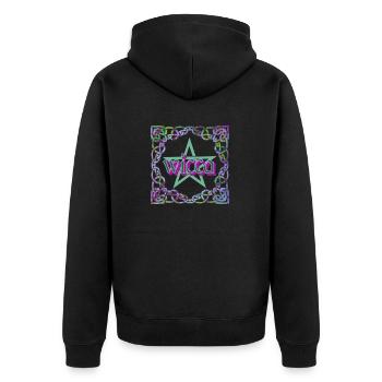 keltischer rahmen wicca e 230 - Unisex Premium Bio Zip Hoodie - Schwarz - Hinten - Nico (187cm)