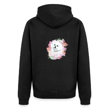 bichon frisé, maltais, chien, aquarelle, aquarelle - Veste à capuche bio Premium Unisexe - noir - Dos - Nico (187cm)