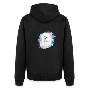 bichon frisé, maltais, chien, aquarelle, aquarelle - Veste à capuche bio Premium Unisexe - noir - Dos - Nico (187cm)