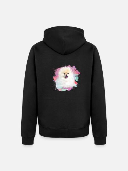 pomerian,zwergspitz,pointed,dog,graffiti,painting - Unisex Premium Organic Zip Hoodie - black