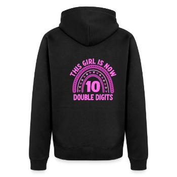 Fille du 10e anniversaire - Veste à capuche bio Premium Unisexe - noir - Dos - Nico (187cm)