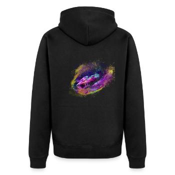 schlange,bunt,reptil,nachts,cobra,grün,metallisch - Unisex Premium Bio Zip Hoodie - Schwarz - Hinten - Nico (187cm)