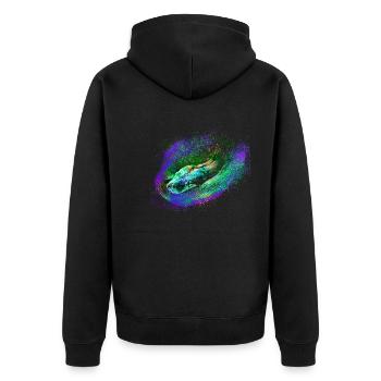 schlange,bunt,reptil,nachts,cobra,grün,metallisch - Unisex Premium Bio Zip Hoodie - Schwarz - Hinten - Nico (187cm)