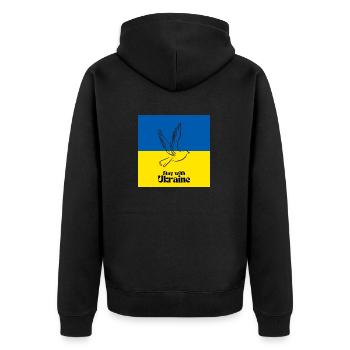 World Peace Symbol Welt Frieden Ukraine Russland - Unisex Premium Bio Zip Hoodie - Schwarz - Hinten - Nico (187cm)