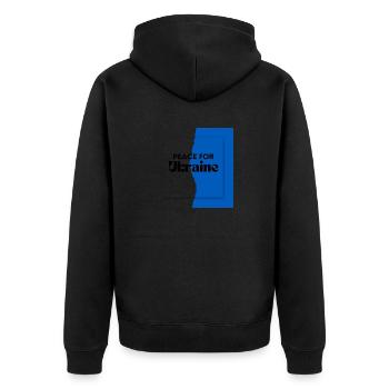 World Peace Symbol Welt Frieden Ukraine Russland - Unisex Premium Bio Zip Hoodie - Schwarz - Hinten - Nico (187cm)