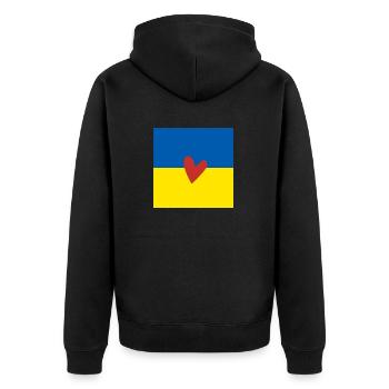Herz Peace Symbol Welt Frieden Ukraine Russland - Unisex Premium Bio Zip Hoodie - Schwarz - Hinten - Nico (187cm)