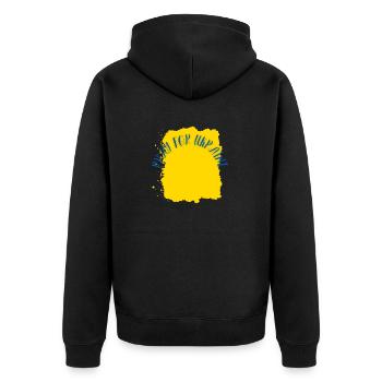 Pray for Ukraine Peace Stop War - Unisex Premium Organic Zip Hoodie - black - Back - Nico (187cm)