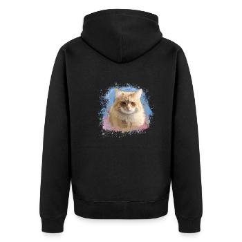 Chat sibérien, graffiti, peinture, chat - Veste à capuche bio Premium Unisexe - noir - Dos - Nico (187cm)