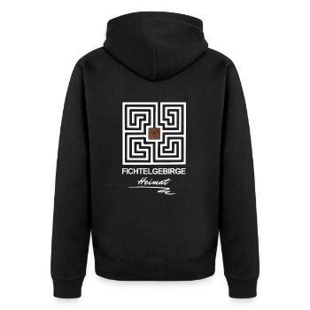 Fichtelgebirgs-Labyrinth - Unisex Premium Bio Zip Hoodie - Schwarz - Hinten - Nico (187cm)