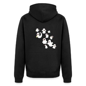 Geister, Gespenster, Gespenst,Geist, karneval - Unisex Premium Bio Zip Hoodie - Schwarz - Hinten - Nico (187cm)