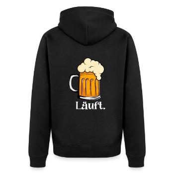 Läuft Beer - Unisex Premium Bio Zip Hoodie - Schwarz - Hinten - Nico (187cm)
