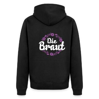 Junggesellinnenabschied Die Braut - Unisex Premium Bio Zip Hoodie - Schwarz - Hinten - Nico (187cm)
