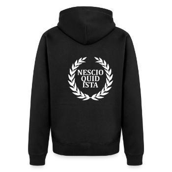 Latin Pun Nescio Quid Ista Teacher - Unisex Premium Bio Zip Hoodie - Schwarz - Hinten - Nico (187cm)