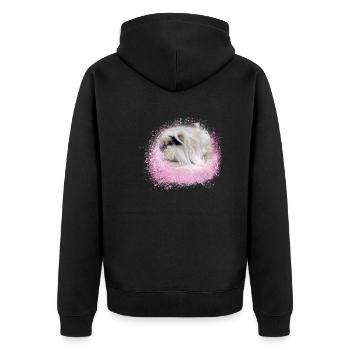 cochon d’Inde angora, graffiti, peinture, rose, rose - Veste à capuche bio Premium Unisexe - noir - Dos - Nico (187cm)