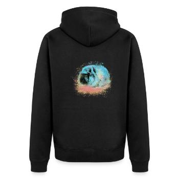cochon d’Inde, graffiti, peinture, bleu, rose, pop-art - Veste à capuche bio Premium Unisexe - noir - Dos - Nico (187cm)