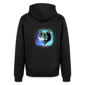 loup,bleu,chien,husky,chien,peinture,graffiti - Veste à capuche bio Premium Unisexe - noir - Dos - Nico (187cm)