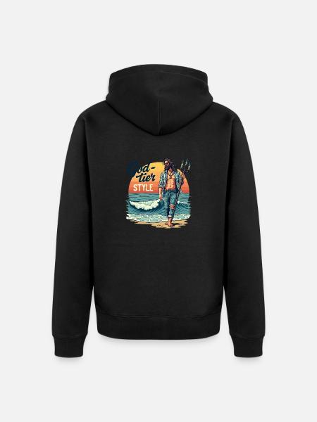 God Tier Style - Hipster Poseidon - Unisex Premium Organic Zip Hoodie - black