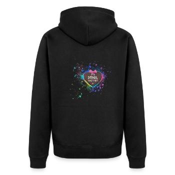 dirndl mog i net, bavaria,folk festival,graffiti,colorful - Unisex Premium Organic Zip Hoodie - black - Back - Nico (187cm)