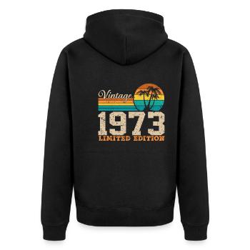 50ème Anniversaire 50 ans 1973 Cadeau Vintage - Veste à capuche bio Premium Unisexe - noir - Dos - Nico (187cm)