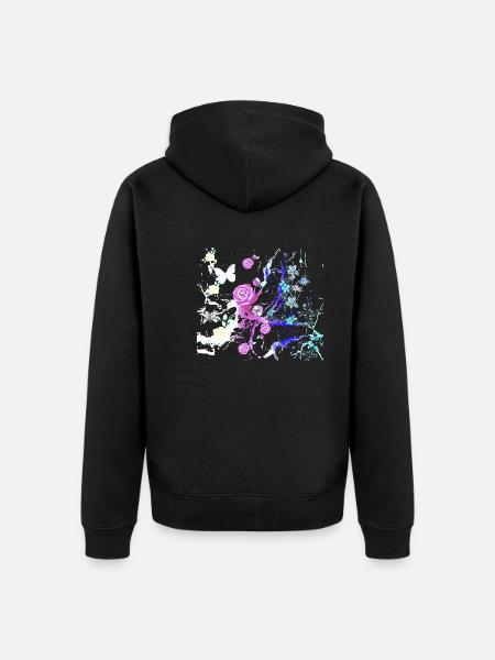 Fleurs,Fleur,Printemps,Fleurs, Abstrait - Veste à capuche bio Premium Unisexe - noir