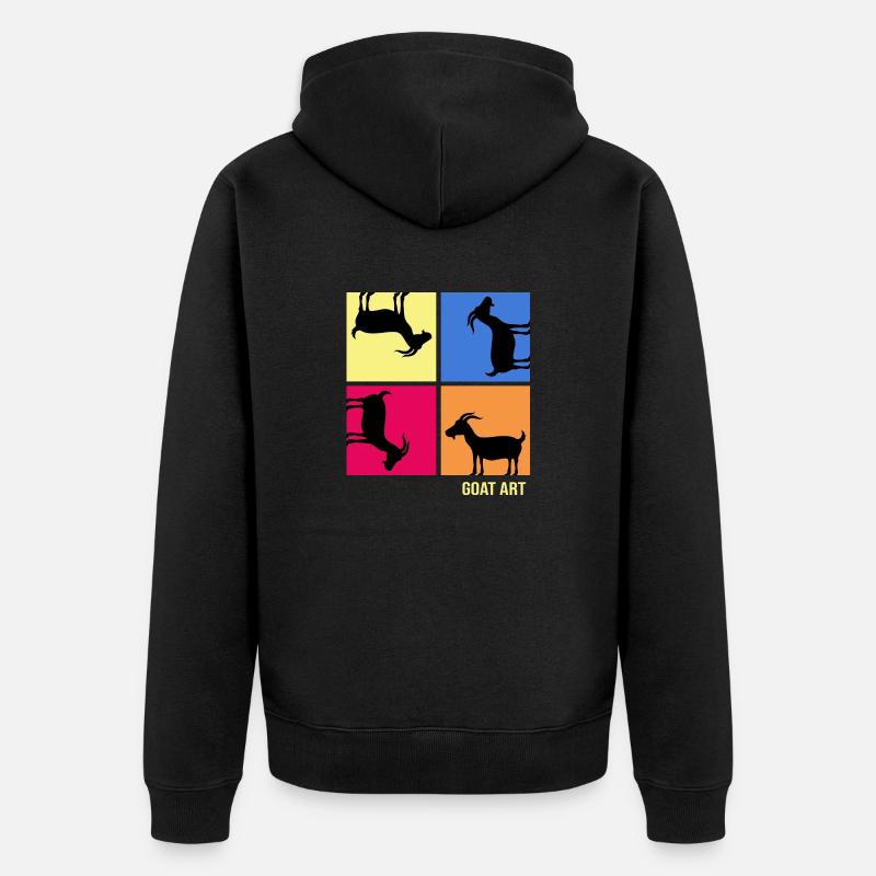 Chèvre « popart-chèvre » barbiche - Veste à capuche bio Premium Unisexe - noir